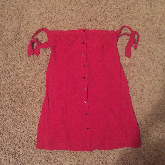 ❤️ 2 for $15 ❤️ Red Summer Shoulder Tie Dress - Picture 2 of 2